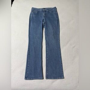 NYDJ Jeans Women's 14 Blue Bootcut Lift Tuck Stretch‎ Medium Wash Embellished